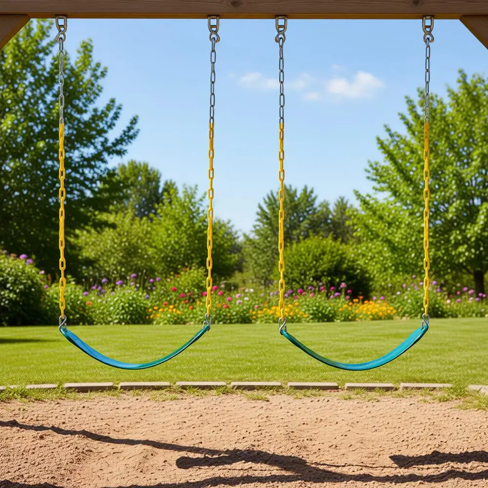 

Набор из 2 прочных зеленых сидений для качелей с цепью 66 дюймов для детских уличных площадок и деревьев