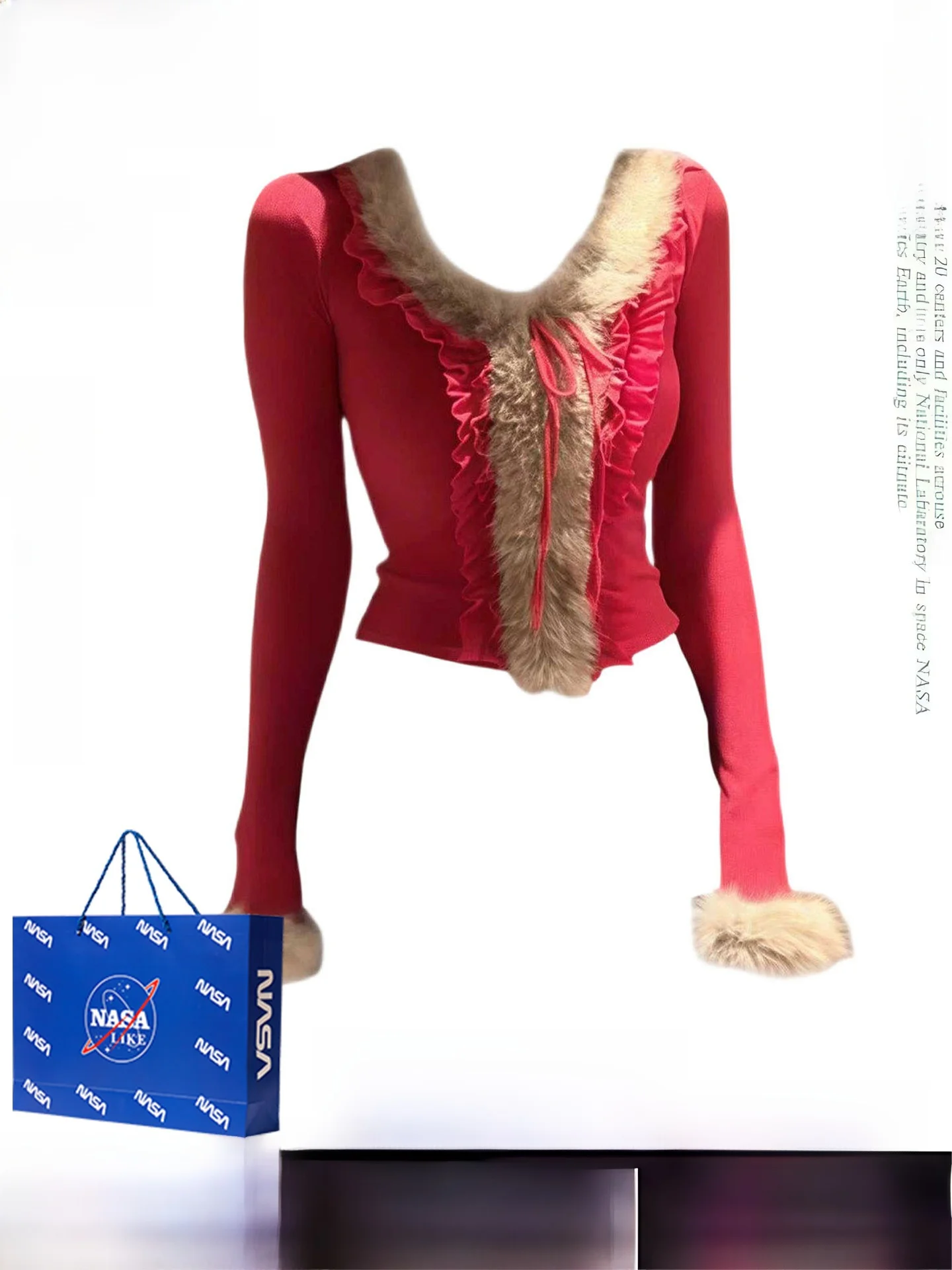 

Американский вязаный свитер с длинным рукавом и V-образным вырезом, женский, приталенный, базовый топ для ношения под одеждой, для весны, осени, зимы, красный, новинка