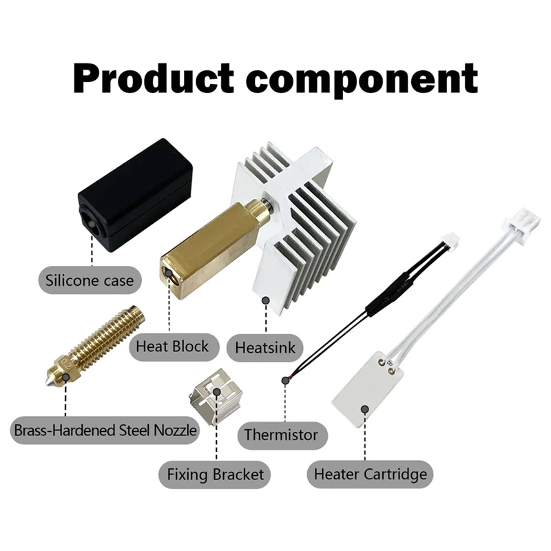 A13E- Kit Hotend 0.2MM untuk Centauri Carbon- Brass-Hardened Steel Nozzle, Pemanas & Perakitan Extruder