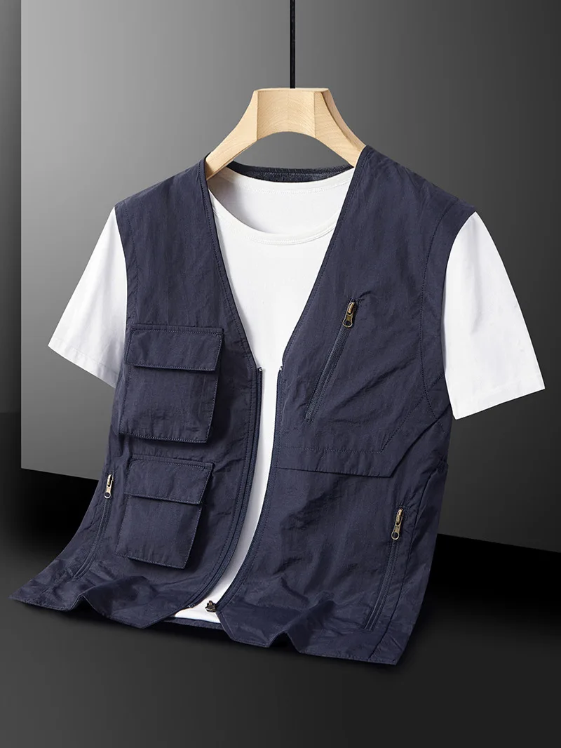 2025 new spring and autumn men's outdoor multi-functional multi-pocket quick-drying fishing vest vest casual coat waistcoat
