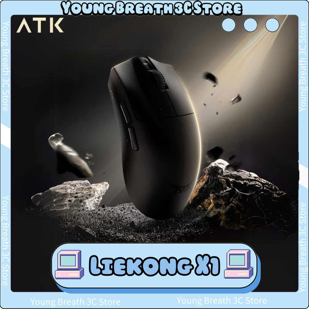 ATK Blazing Sky Liekong X1 Mouse 2 Mode Wireless Double PAW3950 Sensor Lightweight FPS Gaming Mouse Low Latency Pc Gamer Custom