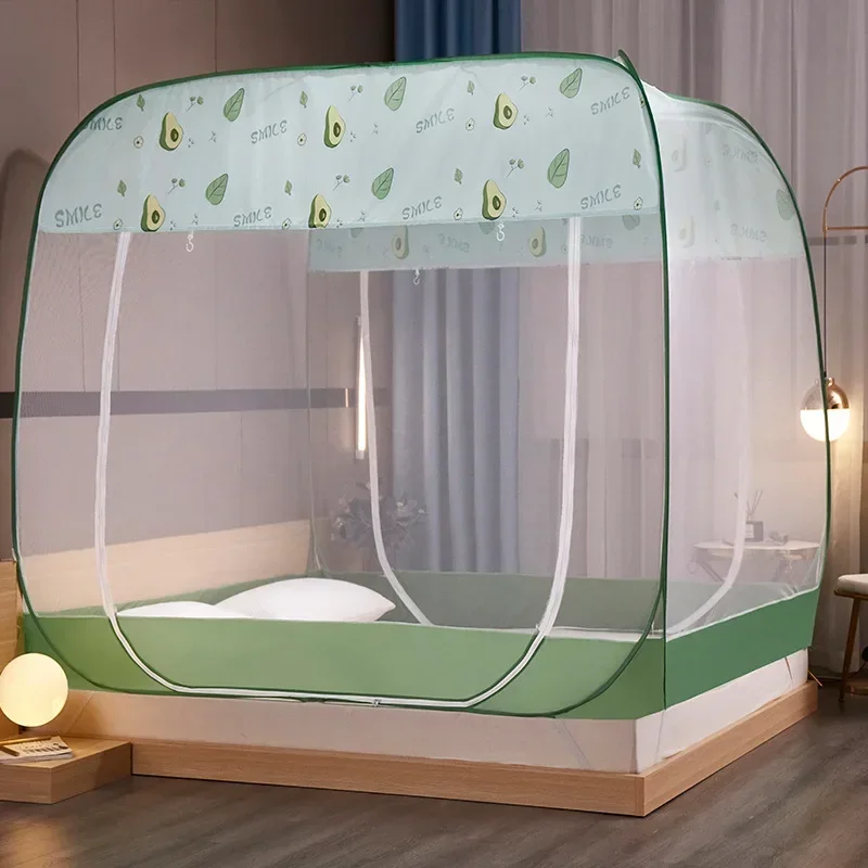 Summer Square top Large Space Yurt Mosquito Net Bottom Free Installation Anti-mosquito Single Double Bed Tents Canopy Home Decor