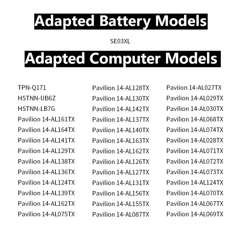 New SE03XL Laptop Battery 11.55V 3500mAh for HP Pavilion PC 14 14-AL000 14-AL100 14-AL003TU HSTNN-LB7G TPN-Q171 HSTNN-UB6Z