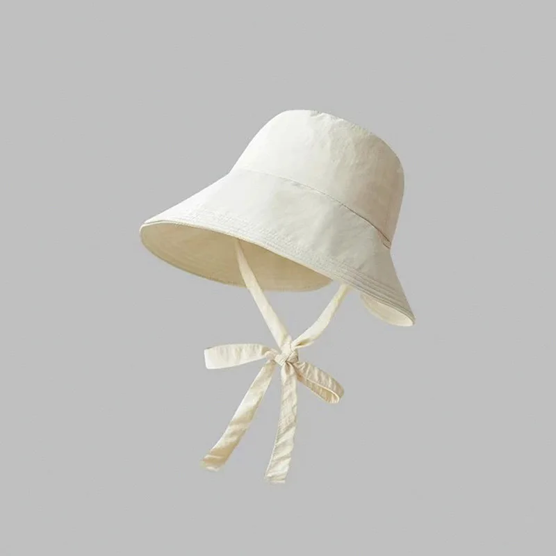 الكورية القوس قبعة بحافة الصيف مقاوم للماء التجفيف السريع حوض قبعة كبيرة حافة قبعة الشمس الإناث الأشعة فوق البنفسجية حماية القبعات للنساء قبعة الشمس