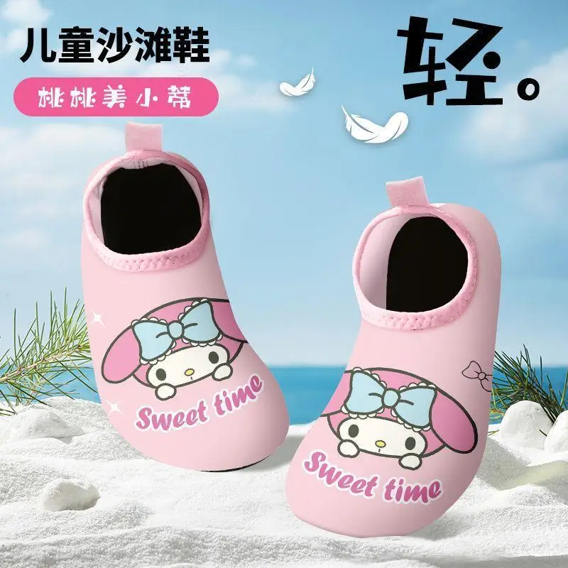 أحذية الشاطئ Hello Kitty Cinnamoroll Kawaii للأطفال، أحذية Anime Cartoon New Sanrio Yoga، أحذية سباحة قابلة للتنفس، سريعة الجفاف