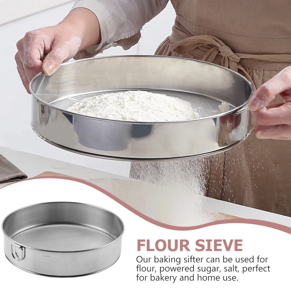 

Stainless Steel Flour Sieve Metal Fine Mesh Strainer Tool Baking Sifter Silver for