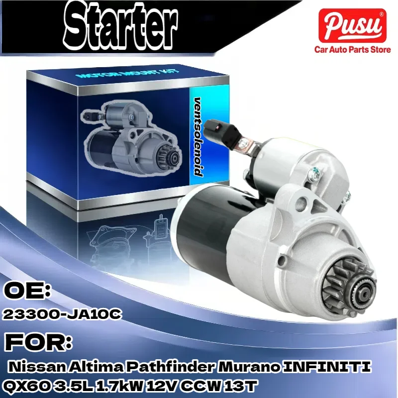 

For Nissan Altima Pathfinder Murano, For INFINITI QX60 | Starter 3.5L 1.7kW 12V CCW 13T Part 23300-JA10C