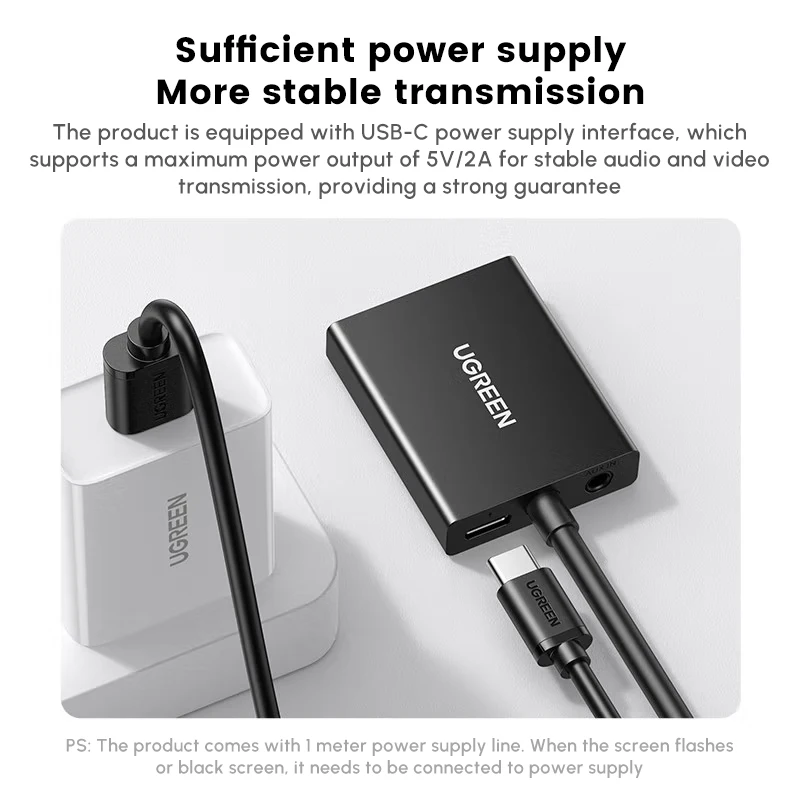 UGREEN HD-MI naar VGA-adapterconnector (vrouw naar mannelijk) met 3,5 mm audio-aansluiting