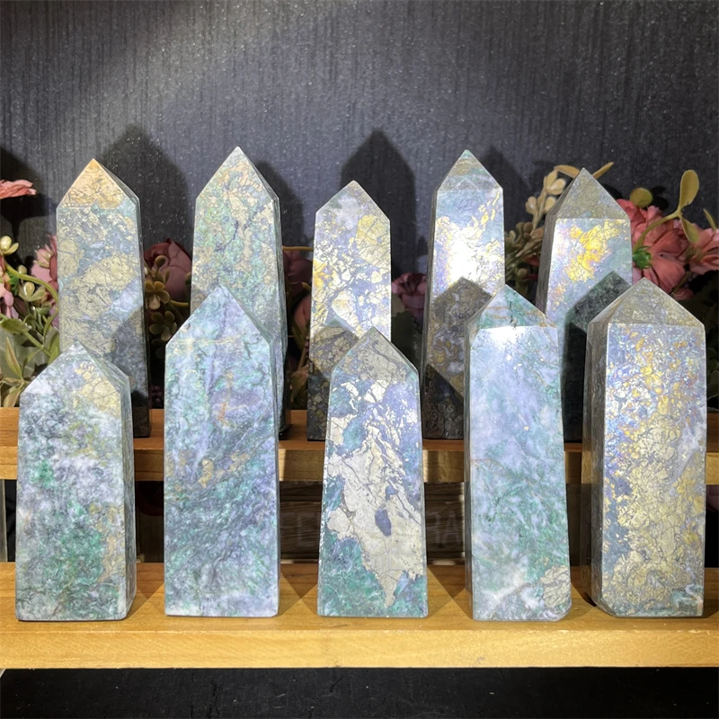 Wholesale Crystal Quartz Tower Healing Crystal Reiki Gemstone Green Pyrite Tower For Healing