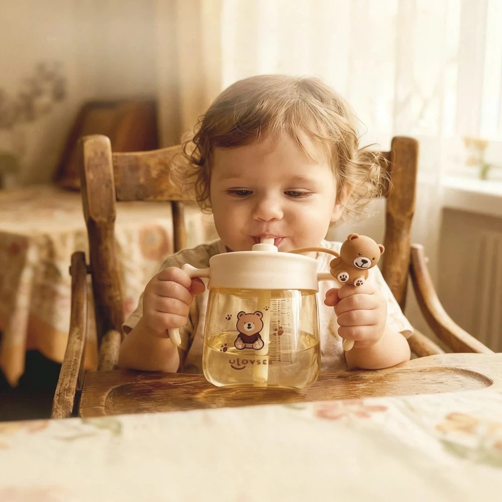 

Новая детская чашка-поильник из PPSU объемом 330 мл с ручкой и милым силиконовым чехлом в виде медведя, широкое горлышко, легко моется, подарок на рождение ребенка
