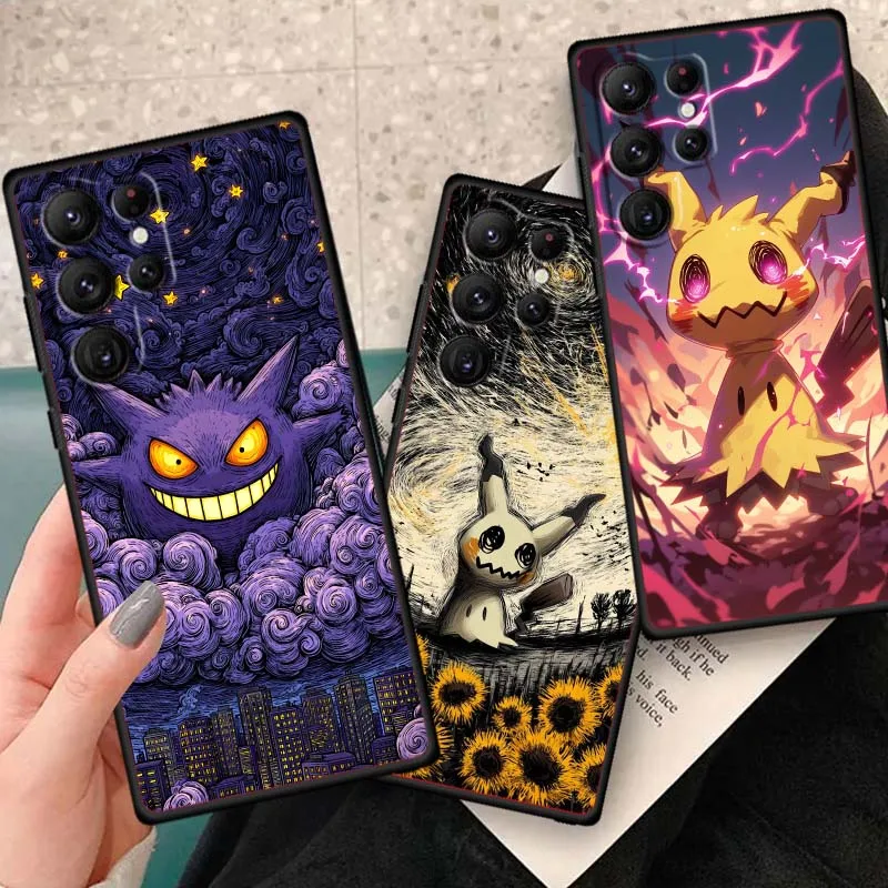 

Милый чехол для телефона с рисунком P-Pokemons для Samsung Galaxy S25 S24 S23 S22 S21 S20 S10 Ultra Plus FE 5G, черный мягкий чехол из ТПУ
