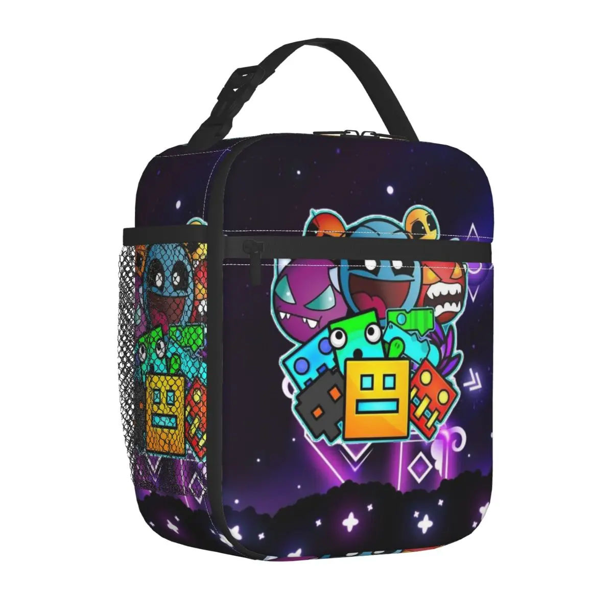 Geometry Dash Insulated Lunch Bag Food Bag Portable Thermal Cooler Lunch Boxes For School Office