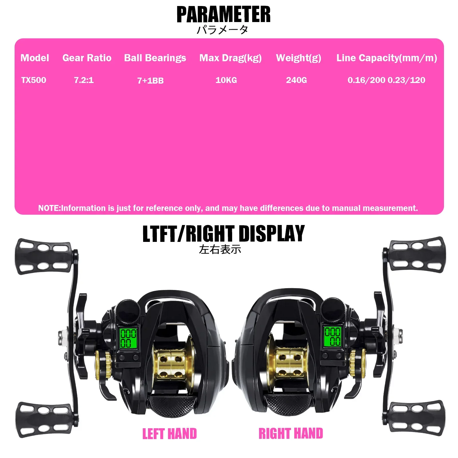 New LED Screen Electronic Fishing Reel Baitcasting High Speed 7.2:1 10kg Waterproof Saltwater Cast Drum Wheel Moulinet Casting