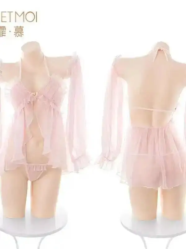 Feurige Sexy Neue Hängenden Hals Backless Aushöhlen Mesh Sheer Kleid Frauen Einfarbig Lose Beiläufige Vielseitig Süße Kurze Kleid T31P