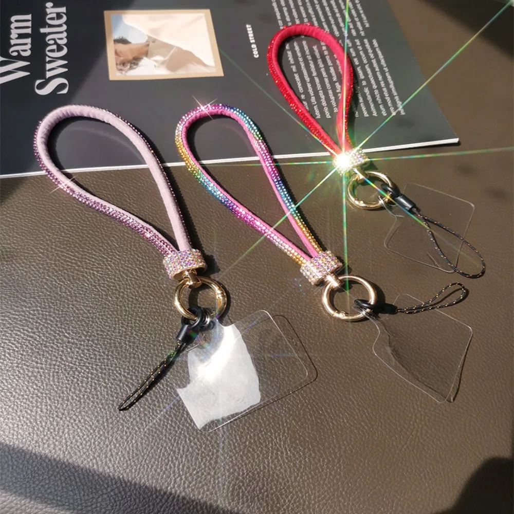 Glitter Keychain Rhinestone Phone Lanyard Bright Bling Bling Wrist Straps Diamond Crystal Anti-lost Rope Phone Accessories