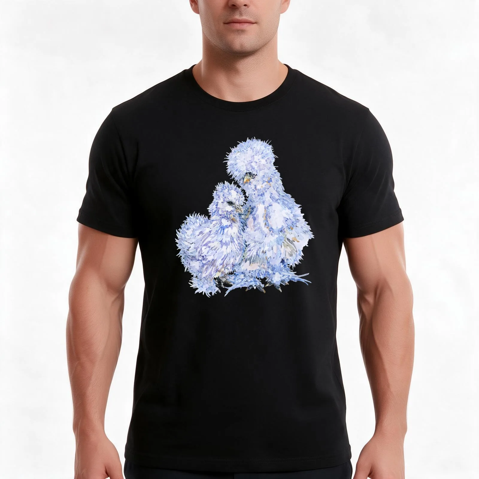 Silkie Chicken Mom and Chick T-Shirt, Summer Casual Cotton Tee, Oversized Streetwear Tops, Vintage Graphic Print, 100% Cotton