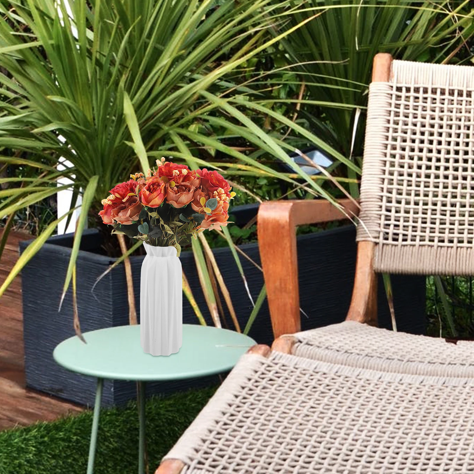 

4Pcs Simulation Rose Flower Bouquet Wedding Photography Prop Artificial Rose Flower Arrangement Romantic Table Centerpiece