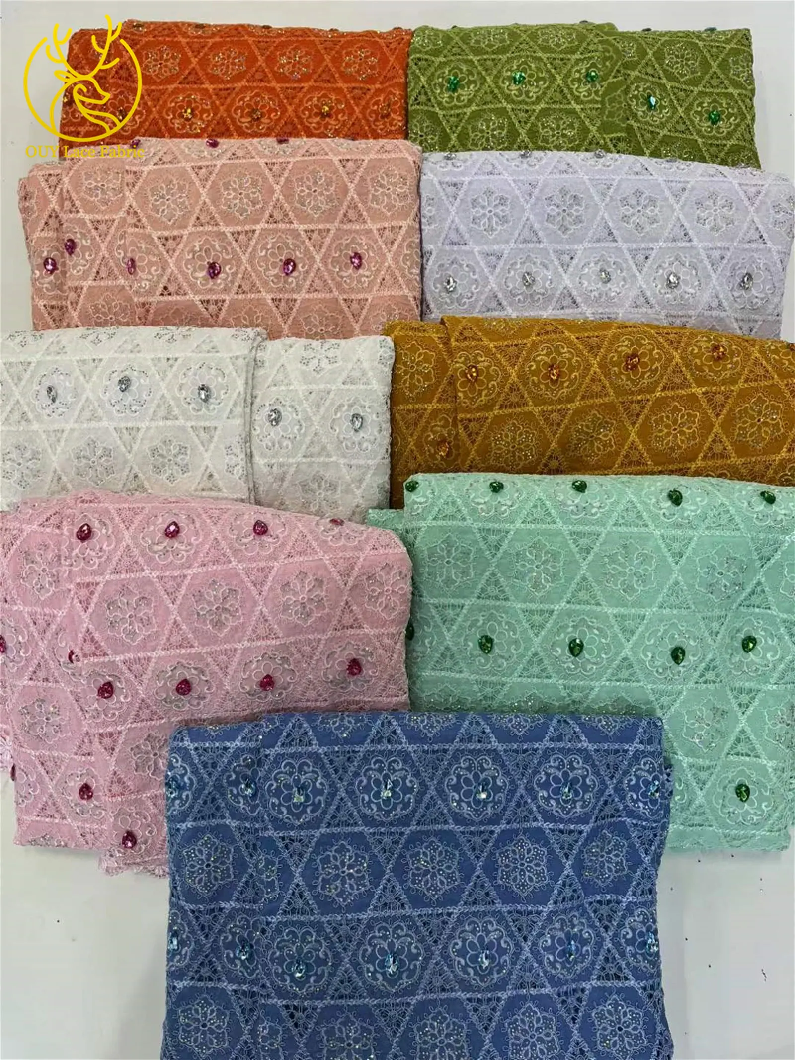 Tela de encaje de seda de leche de malla de joya africana, tela de encaje de gasa de encaje francés de 5 yardas para vestidos de fiesta de mujer, Material de costura