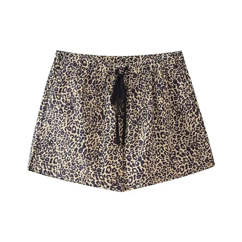 

Summer 2024 Animal Print Silk irt High Waist orts Women's Faion Set High Quali Ladies' Clothing Ensemble