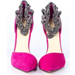 Pink Crystal Decor Pumps Slip on Pointed Toe Stilettos High Heel Women Shoes Shoes Fashion Big Size 2023 New Zapatillas Mujer