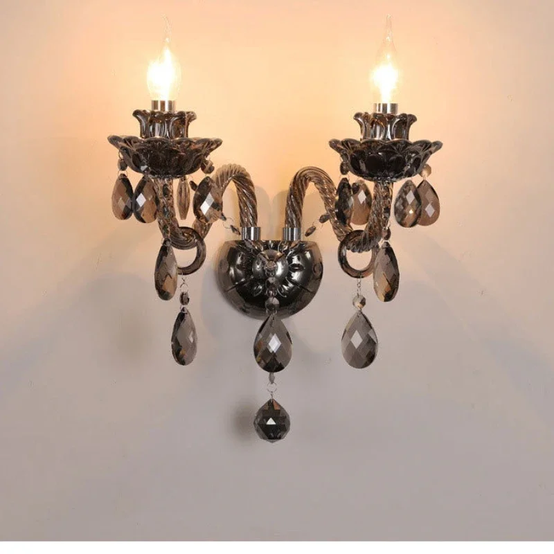 European Candle Crystal Wall Lamp Living Room Dining Room Decoration Bedroom Bedside Lamp Hotel Corridor Wall Lamp