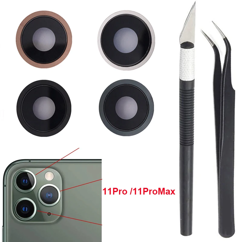 

Комплект из 3 сапфировых линз для задней камеры с кольцом для iPhone 11 Pro и 11 Pro Max, запчасти с инструментами для ремонта