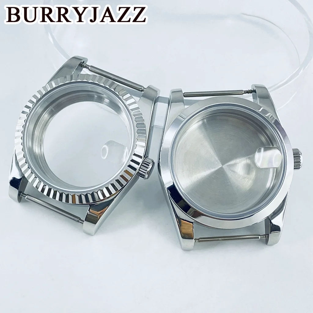 BURRYJAZZ 36mm 40mm NH34 NH35 NH36 PT5000 ETA2824 Watch Case Silver Stainless Steel Case Waterproof Sapphire Crysta