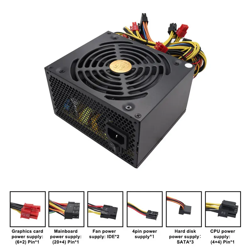 Alimentatore da 850 W 80 Plus Gold PSU Standard Ventola silenziosa da 120 mm Fonte di alimentazione per computer ATX non modulare per server PC desktop da gioco