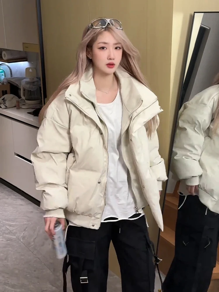 Cleanfit Thiened ort PU-Leder Baumwolle Jaet Stehkragen Warme Winteroberbekleidung für Herren Brot Sle Casual Faion