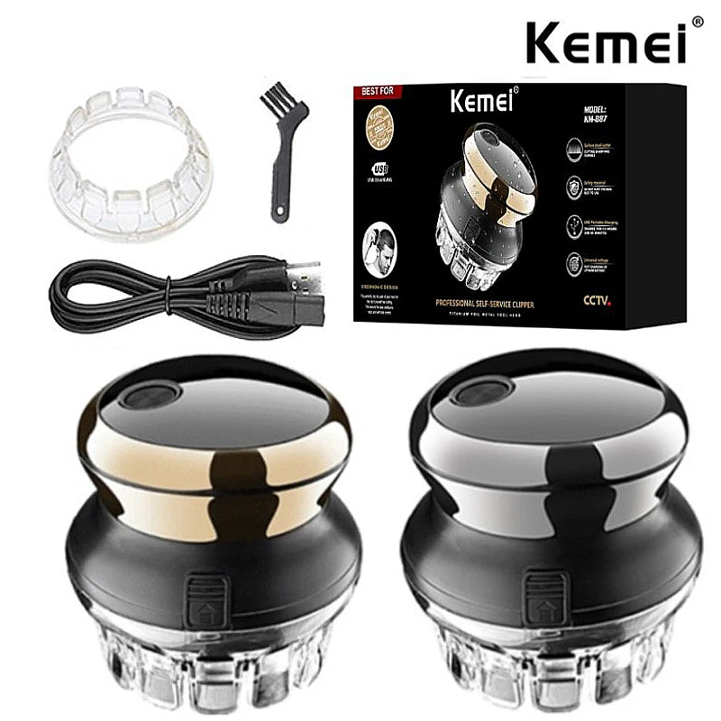 KM-887 UFO electric even cut rotary hair trimmer for men washable rechargeable hair clipper self-haircut shortcut kit for men