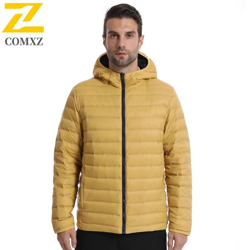 COMXZ قسط بسيط الرجال أسفل سترة التزلج في الهواء الطلق سميكة الدافئة سترة الحضرية الشارع نمط ضوء دافئ شتاء جديد سترة مبطنة #2