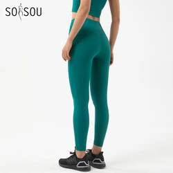 SOISOU Nylon Leggings Frauen Yoga Hose Strumpfhosen Hohe Taille Elastische Atmungsaktive Gym Fitness Sport Hosen Keine T Linie pantalones de mujer