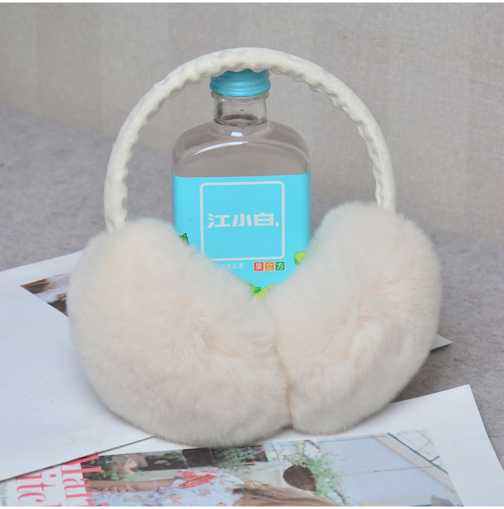 Rex Rabbit Fur Hang Ear Cover Warm Winter Earmuffs Headwear Ear Muffs Fur Earmuffs Cold Ear Warmer Fold Ear Protection Headband