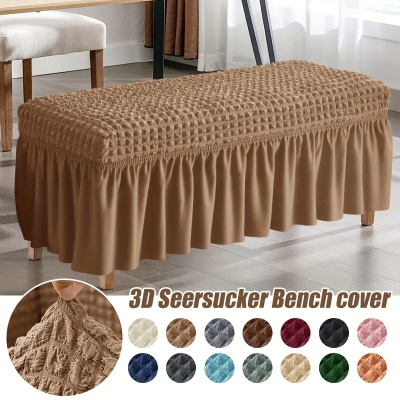 

Эластичный чехол для скамейки из пузырьковой марли — чехол в стиле юбки с вафельным узором, эластичный декоративный чехол для табуретов и пуфиков