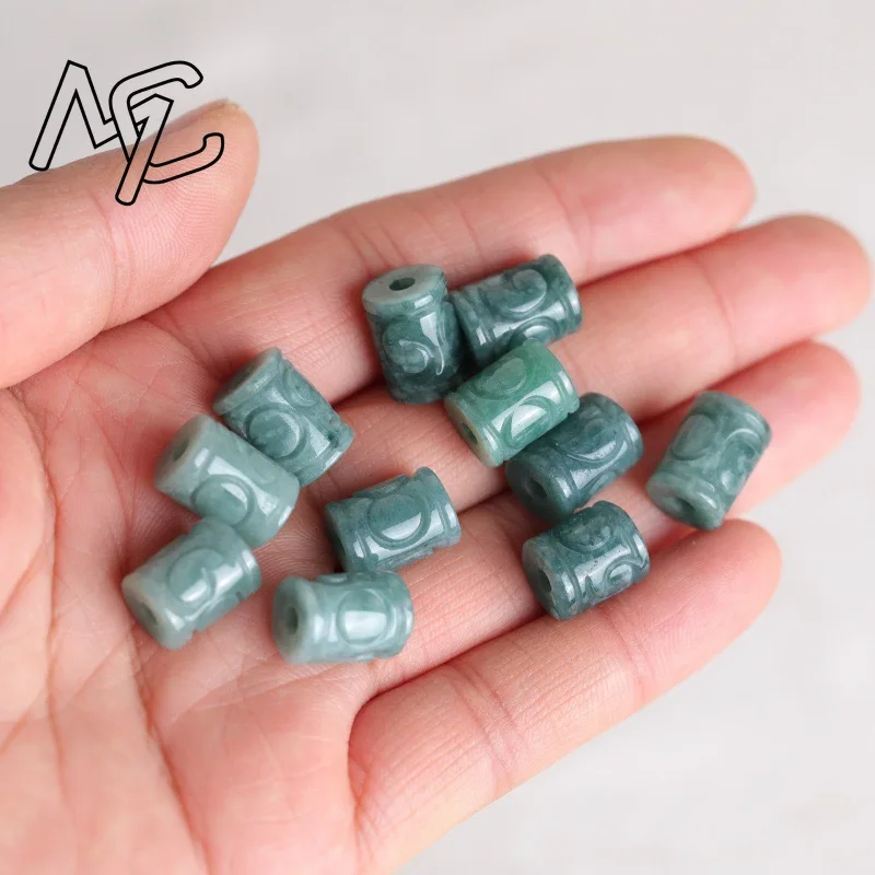 5pc Natural Blue Water Jade Money Beads DIY Bracelet Bangle Charm Jadeite Jewellery Fashion Accessories Amulet Gifts Women Men view 3