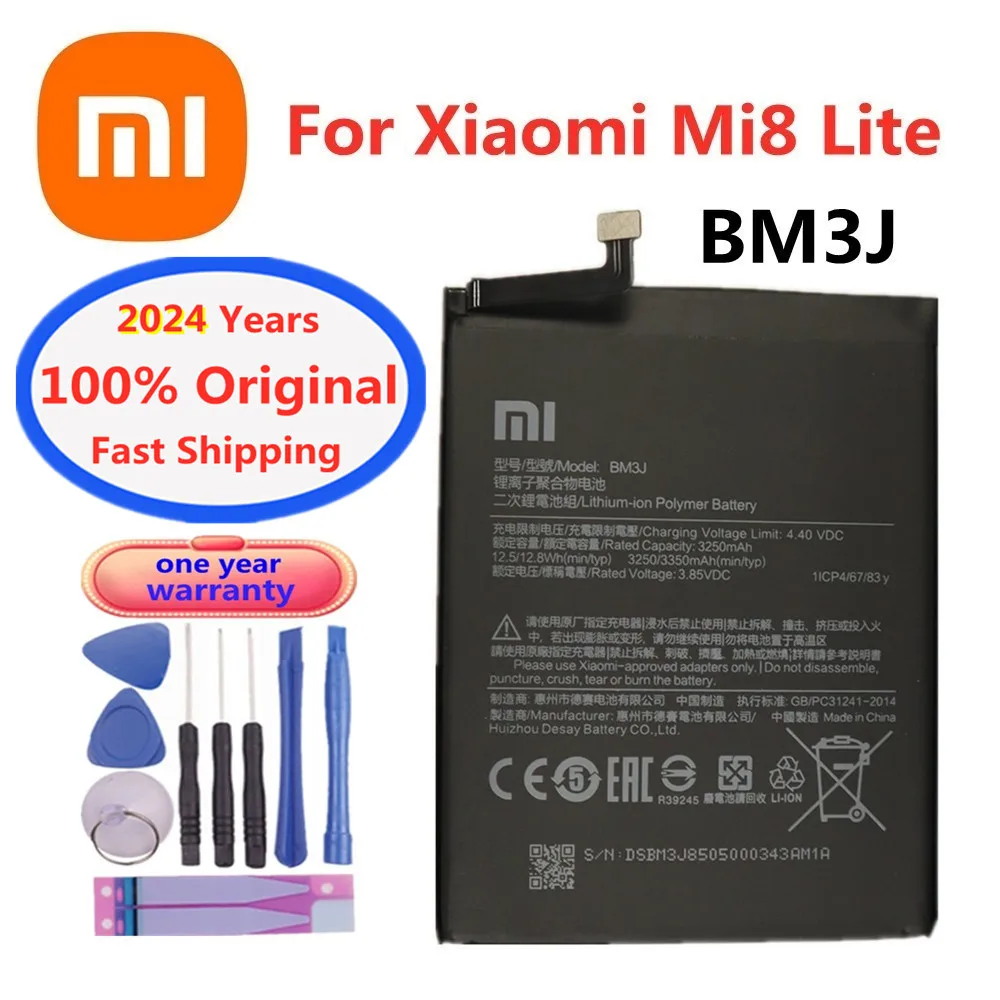 Batería BM3J original de 2024 mAh para Xiaomi 8, Mi8 Lite, mi 8 Lite, 100% años, reemplazo de teléfono de alta calidad