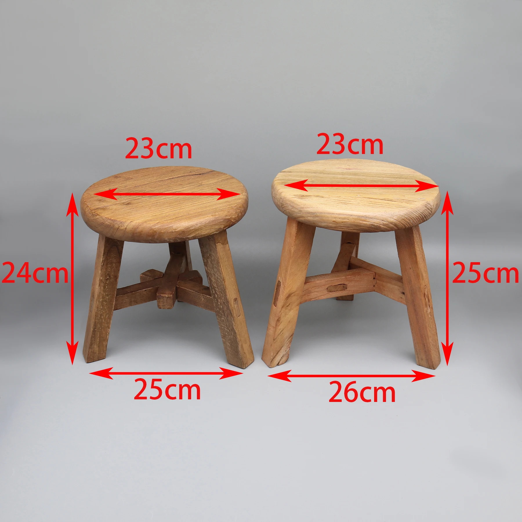 Small Round Stool made from Old Door Wood, Little Side Table, Sturdy Pedestal