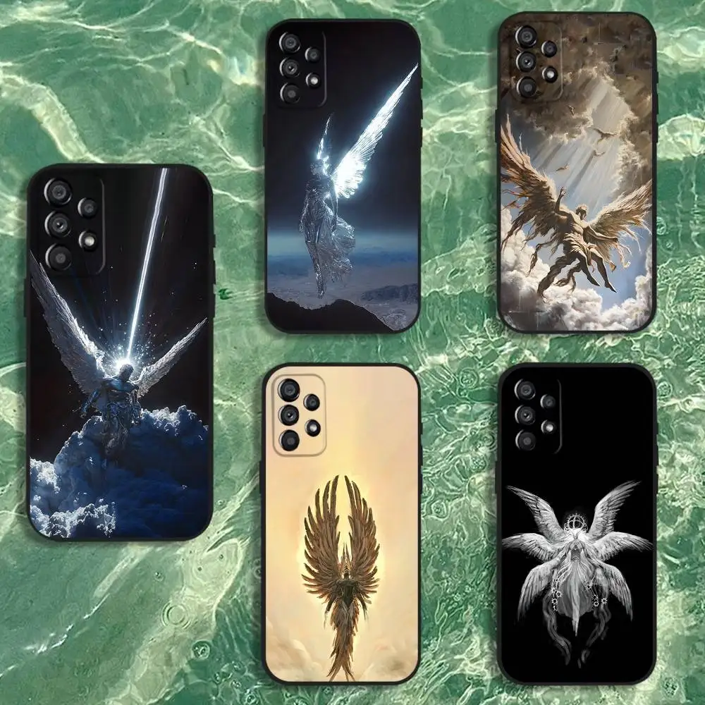 

INS Retro Style Angel Phone Case For Samsung Galaxy A20,A21s,A22,A31,A32,A52,A53,A72,73,A80 Soft Black Cover
