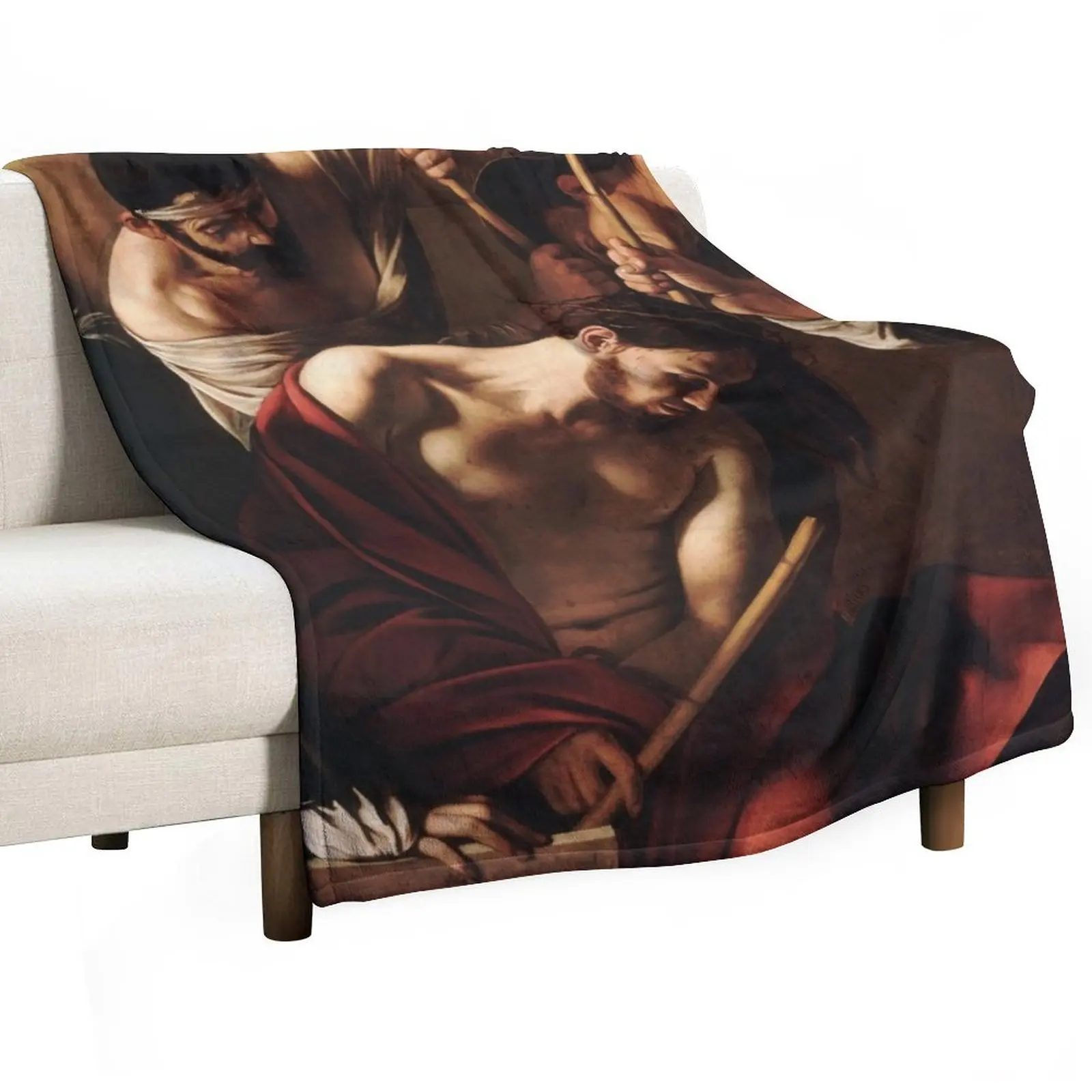 High Resolution Caravaggio The Crowning with Thorns 1602 Throw Blanket Picnic Sofas Sofa Blankets