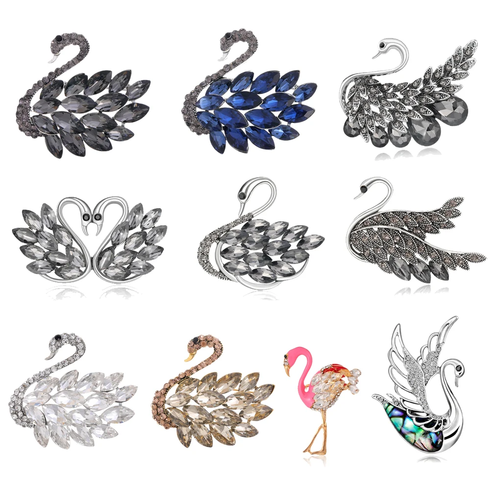 High-End-Kristall Schwan Brosche modische und zarte Tier Corsage Pin Damen bekleidung Ornamente Party Ball Schmuck Geschenke