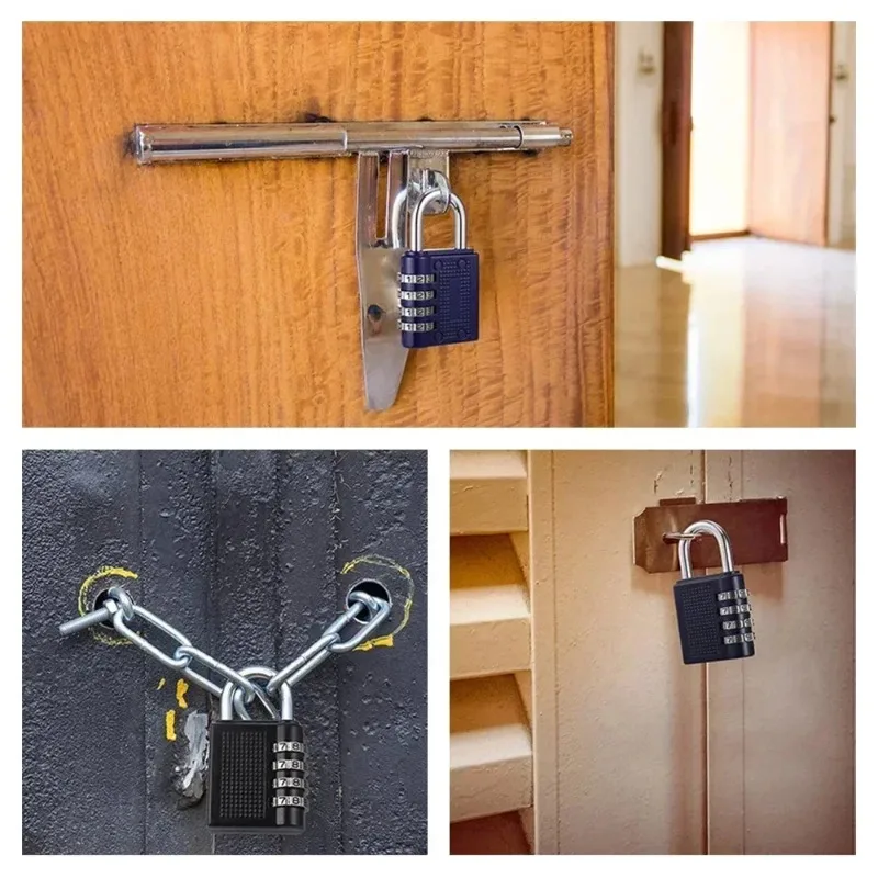 Cadeado com senha de combinação de 4 dígitos, cadeado de metal à prova d'água para mala, bagagem, armário escolar, academia-bloqueio de segurança portátil