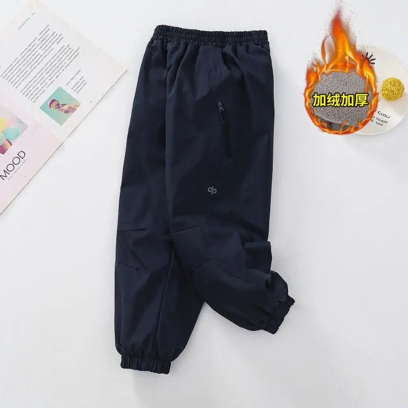 New Boys Padded Pants Children's Warm Punch Trousers Winter Lined Fleece Sweatpants Autumn 2025 Kids Simple Casual Bottoms