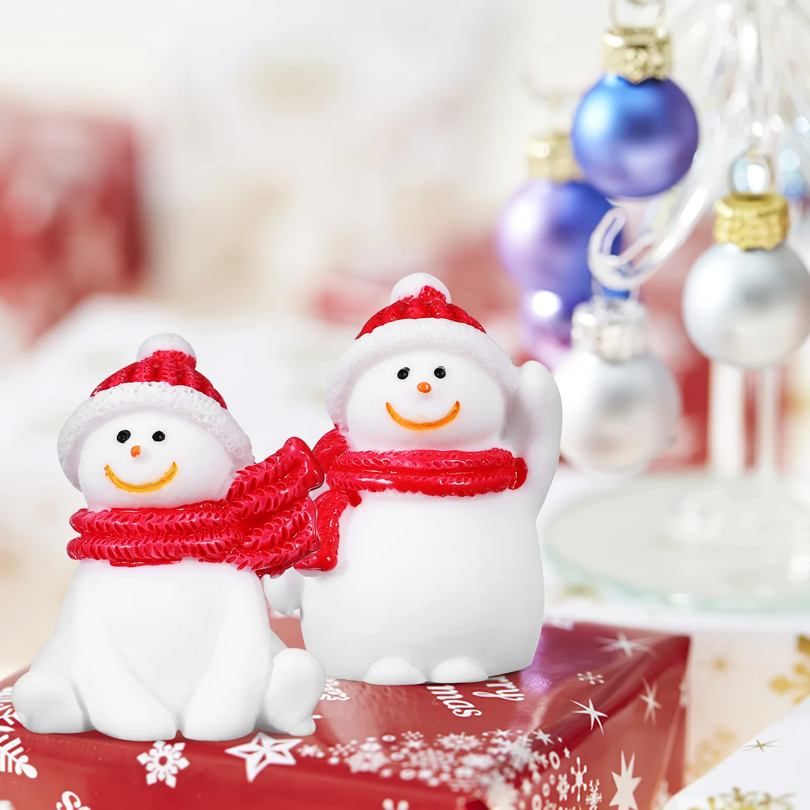 20 Stuks Versieren Kerst Sneeuwpop Kerstballen Globes Miniatuur Beeldjes Sneeuwmannen Grappige Synthetische Hars Ornament Decoraties