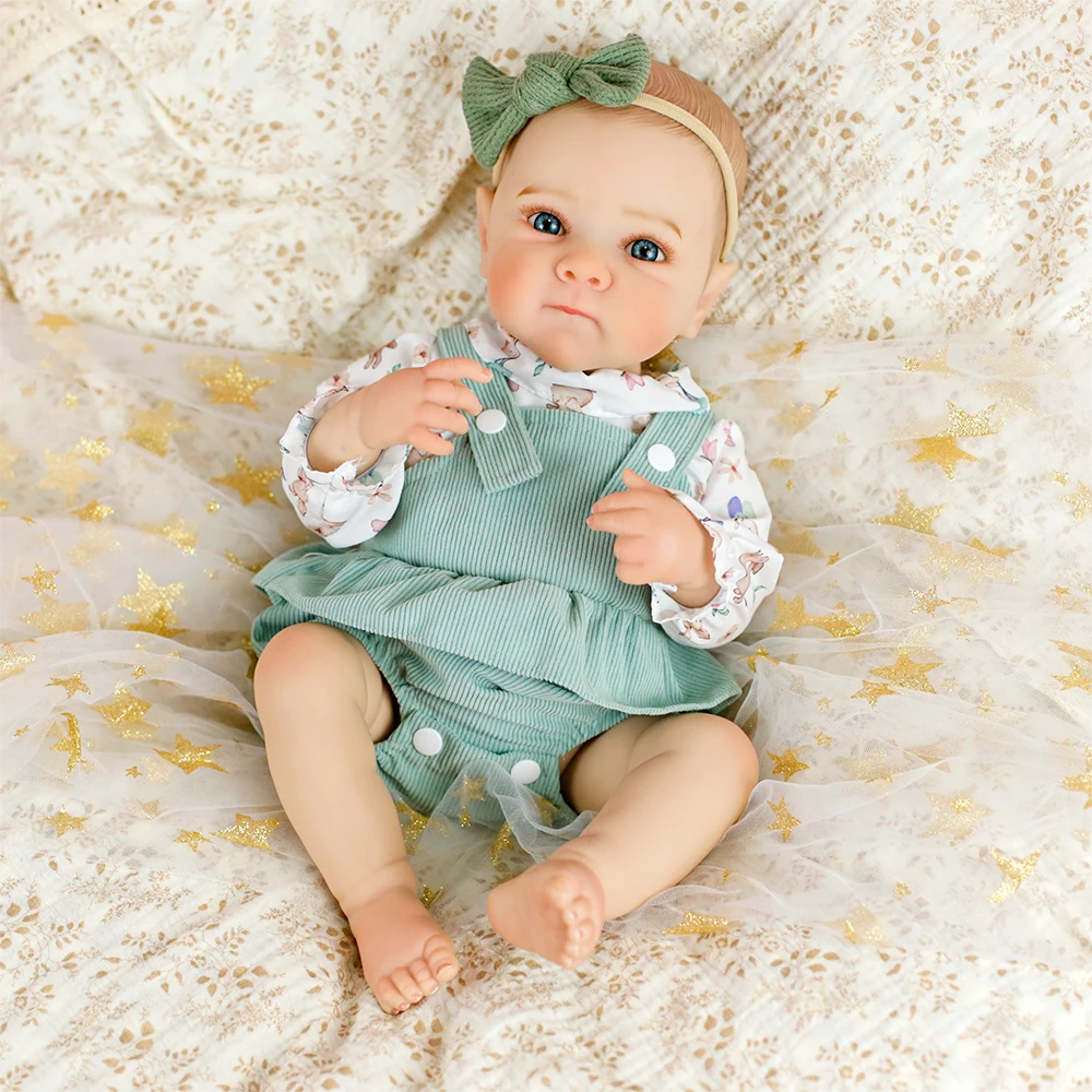 Lifereborn 18-Zoll-Reborn-Vollbaby-Vinyl-Mädchenpuppen für Neugeborene, lebensecht, mit handgezeichnetem Haar für Kinder, Weihnachtsspielzeug, Geschenke