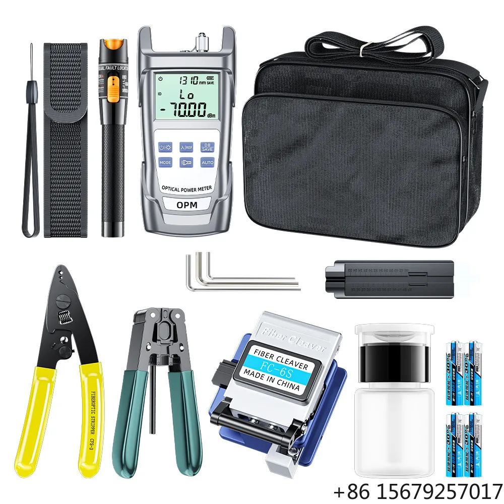 Fiber Optic Cold-Splice Kit Tool Set Case Fusion Splicer Toolbox Miller Pliers Optical Power Meter Red Light Source Fiber