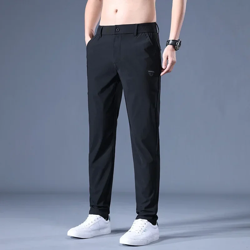 Men's Pants Korean Fashion Summer Nylon High Elastic Thin Four Sided Elastic Business Casual Pants Versatile Long Mens Trousers