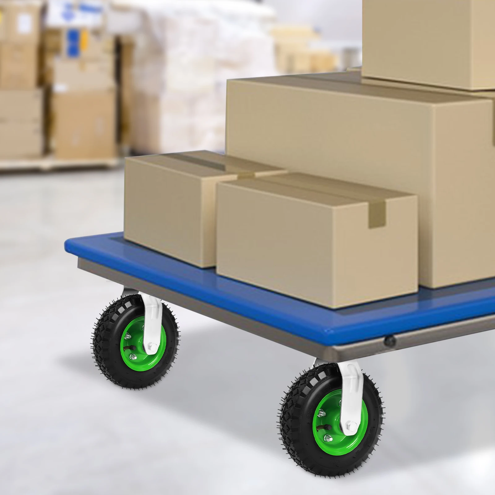 

4Pcs Inflatable Air Tire Wheels Farm Cart Caster Wheel Set 2* Universal Wheels 2* Directional Wheels
