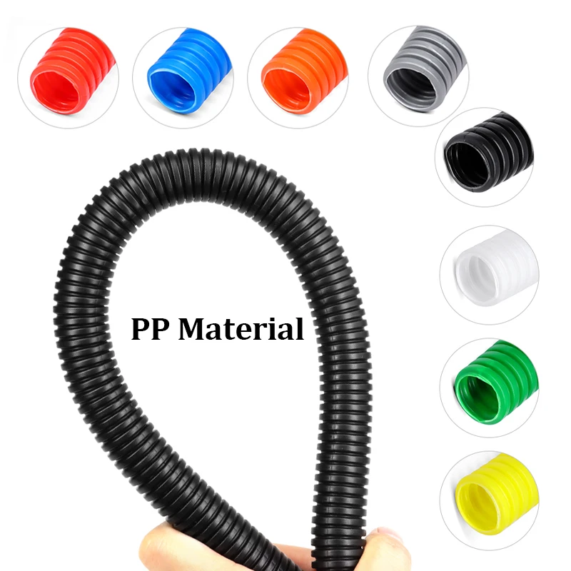 Multiple-colors Corrugated Tube Car Wire Harness PP Insulation Sleeving Flexible Protective Pipe for Auto Electrical Line Wiring