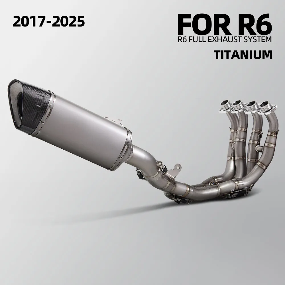 

For Yamaha R6 2017-2025 Motorcycle Modified Exhaust Full Titanium System Manifold Slip on Line Carbon Muffler Escape Racing Kit