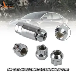 Areyourshop 4PCS Wheel Lock Lug Nut Fit for Tesla Model S/3/X/Y All Year Chrome M14×1.5 Car Accessoriess Parts